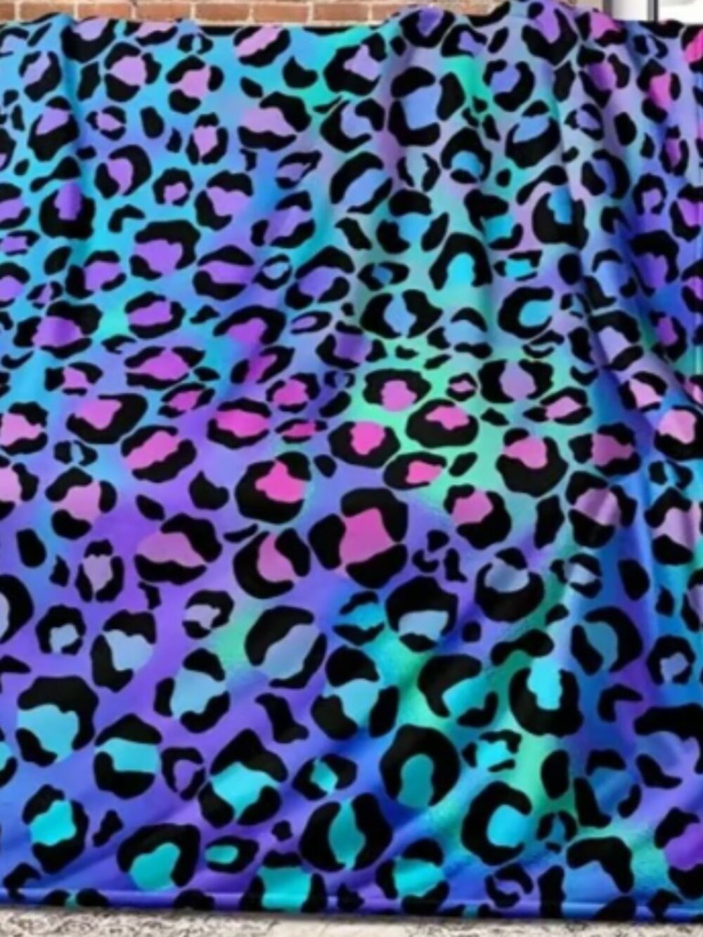 Blue, Purple & Pink Leopard Print Plush Blanket
